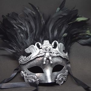 Handmade Mask Mardi Gras Costume Feathers Venetian